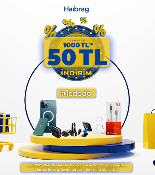 Mcdodo markalı ürünlere sepette 1.000 TL’lik alışverişe 50 TL indirim.