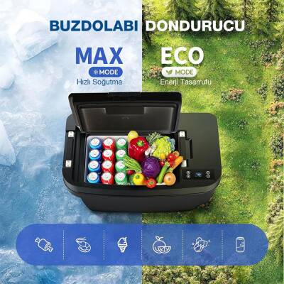 Acopower T35 12/24Volt 33Litre Tesla Model Y ile Uyumlu Kompresörlü Outdoor Oto Buzdolabı - 3