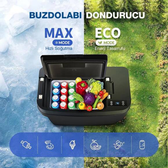 Acopower T35 12/24Volt 33Litre Tesla Model Y ile Uyumlu Kompresörlü Outdoor Oto Buzdolabı - 3