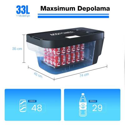 Acopower T35 12/24Volt 33Litre Tesla Model Y ile Uyumlu Kompresörlü Outdoor Oto Buzdolabı - 5