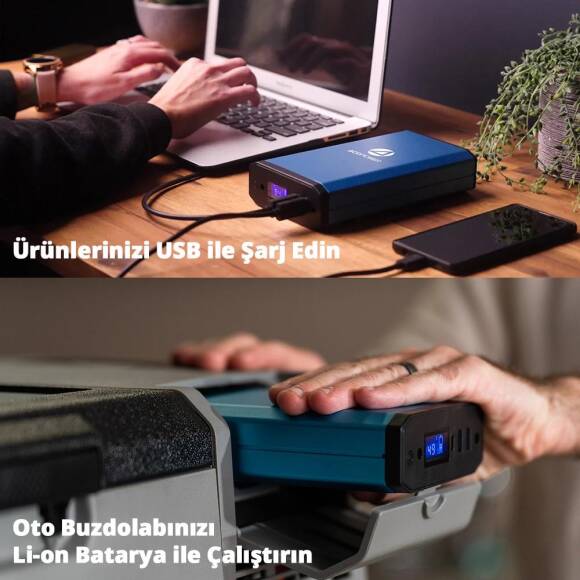 Acopower X230 14.8Volt 13Amper Li-ion Yedek Buzdolabı Aküsü + Powerbank + LED Lamba - 6