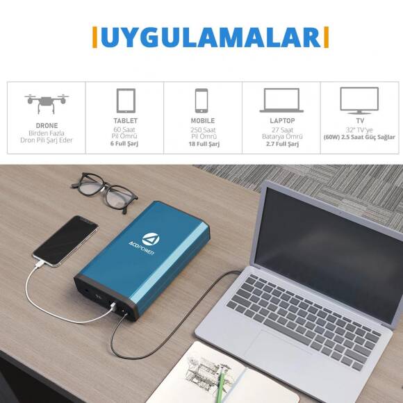 Acopower X230 14.8Volt 13Amper Li-ion Yedek Buzdolabı Aküsü + Powerbank + LED Lamba - 3