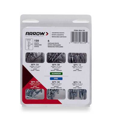 Arrow - Arrow RK6120 3mm Alüminyum ve Çelik 120 Adet Perçin Seti
