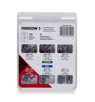 Arrow RK6120 3mm Alüminyum ve Çelik 120 Adet Perçin Seti - Arrow