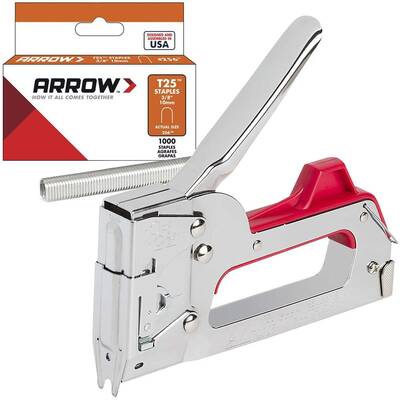 Arrow T2025 8-12mm/10-14mm 2’si 1 Arada Profesyonel Mekanik Kablo ve Zımba Tabancası + 1100 Adet Zımba - Arrow