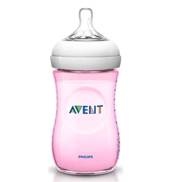 Avent Natural PP Biberon 260 ml - Pembe - 1