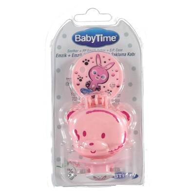 Baby Time - Baby Time Emzik Saklama Kabı + Emzik Askısı + Emzik PEMBE