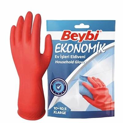 Beybi - Beybi Ekonomik Ev İşleri ve Bulaşık Eldiveni Kırmızı No:10-10,5