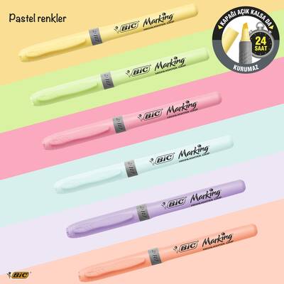 Bic Highlighter Grip Pastel Marker 6'lı - Bic Round (1)