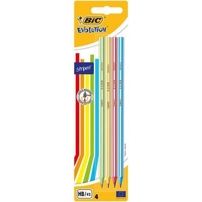 Bic Stripes Kurşun Kalem Extra Güçlü HB 4lü Blisterli - Bic Round