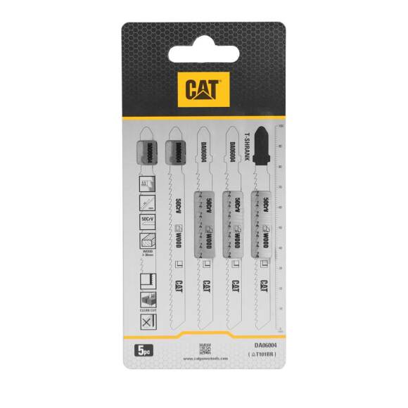 CAT DA06004 5 Parça Profesyonel Ahşap Ters Çapaksız Temiz Kesim Dekupaj Testere Bıçağı, Ucu - 1