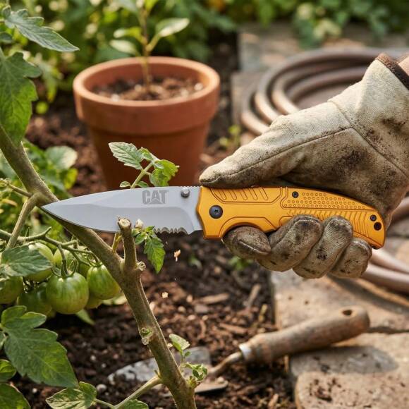 CAT DA980006 Kemer Askı Kancalı Katlanabilir 20CM Paslanmaz Çelik Sarı Kamp Çakısı - 3