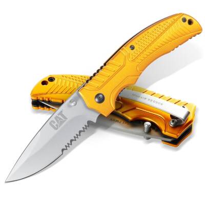 CAT DA980006 Kemer Askı Kancalı Katlanabilir 20CM Paslanmaz Çelik Sarı Kamp Çakısı - 10