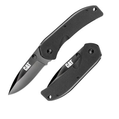 CAT DA980008 Kemer Askı Kancalı Katlanabilir 16CM Paslanmaz Çelik Siyah Kamp Çakısı Bıçağı - Cat