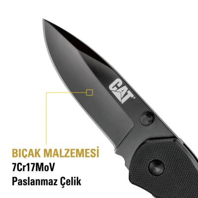 CAT DA980008 Kemer Askı Kancalı Katlanabilir 16CM Paslanmaz Çelik Siyah Kamp Çakısı Bıçağı - 9
