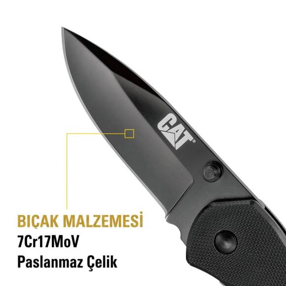 CAT DA980008 Kemer Askı Kancalı Katlanabilir 16CM Paslanmaz Çelik Siyah Kamp Çakısı Bıçağı - 9