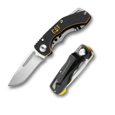 CAT DA980010 Kemer Askı Kancalı Katlanabilir 12CM Paslanmaz Çelik Kamp Çakısı - CAT