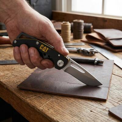 CAT DA980010 Kemer Askı Kancalı Katlanabilir 12CM Paslanmaz Çelik Kamp Çakısı - 4