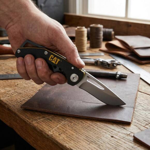 CAT DA980010 Kemer Askı Kancalı Katlanabilir 12CM Paslanmaz Çelik Kamp Çakısı - 4