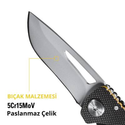 CAT DA980010 Kemer Askı Kancalı Katlanabilir 12CM Paslanmaz Çelik Kamp Çakısı - 9