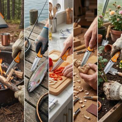 CAT DA980011 Kemer Askı Kancalı Cam Kırma Uçlu Katlanabilir 17CM Paslanmaz Çelik Sarı Kamp Çakısı - 3