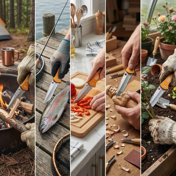 CAT DA980011 Kemer Askı Kancalı Cam Kırma Uçlu Katlanabilir 17CM Paslanmaz Çelik Sarı Kamp Çakısı - 3