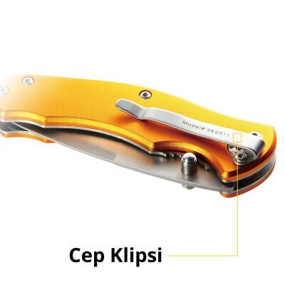 CAT DA980011 Kemer Askı Kancalı Cam Kırma Uçlu Katlanabilir 17CM Paslanmaz Çelik Sarı Kamp Çakısı - 9