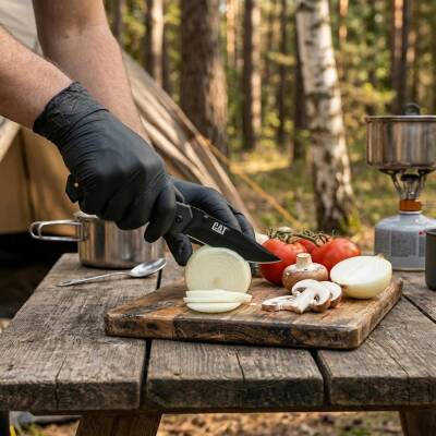 CAT DA980012 3 IN 1 Çok Fonksiyonlu Katlanabilir 20CM Paslanmaz Çelik Siyah Kamp Çakısı - CAT (1)