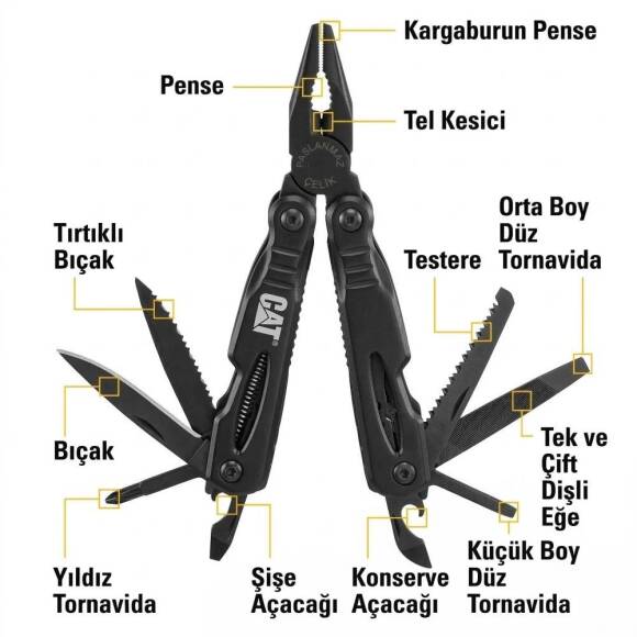 CAT DA980021 13 IN 1 Çok Fonksiyonlu Siyah Oksit Kaplamalı Profesyonel Pense Seti - 5