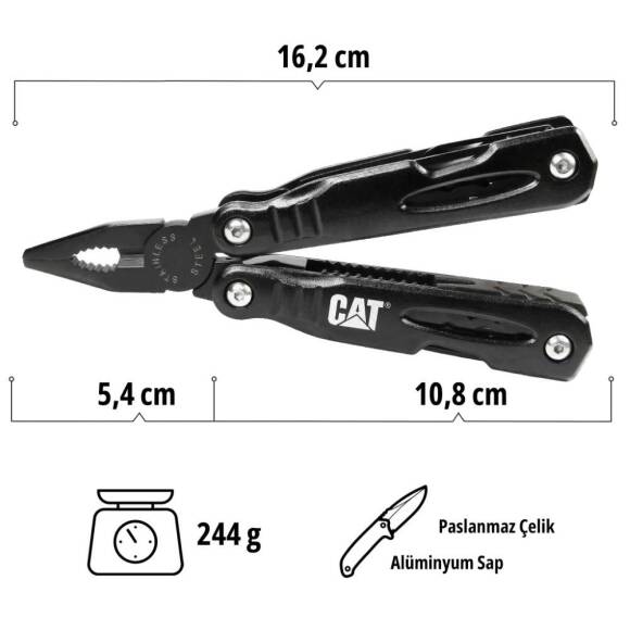 CAT DA980021 13 IN 1 Çok Fonksiyonlu Siyah Oksit Kaplamalı Profesyonel Pense Seti - 7