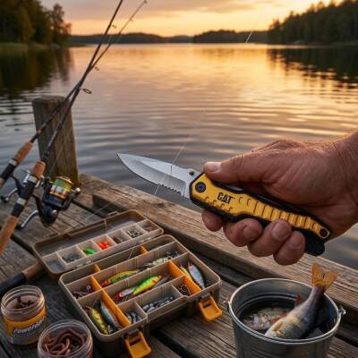 CAT DA980045 9 IN 1 Çok Fonksiyonlu Katlanabilir 27CM Paslanmaz Çelik Sarı Kamp Çakısı Bıçağı + Taşıma Kılıfı - 3