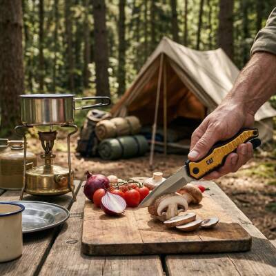 CAT DA980045 9 IN 1 Çok Fonksiyonlu Katlanabilir 27CM Paslanmaz Çelik Sarı Kamp Çakısı Bıçağı + Taşıma Kılıfı - 6