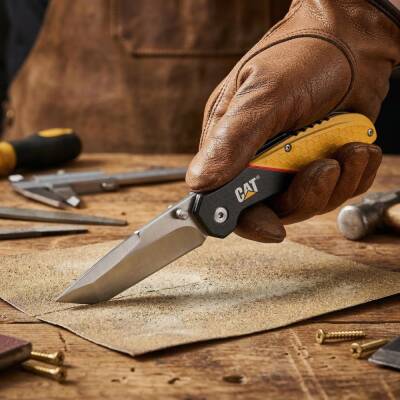 CAT DA980047 Kemer Askı Kancalı Katlanabilir 18CM Paslanmaz Çelik Kamp Çakısı - CAT (1)