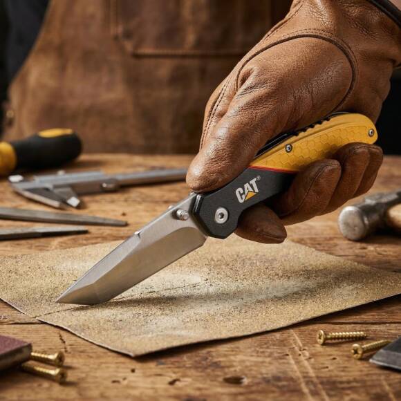 CAT DA980047 Kemer Askı Kancalı Katlanabilir 18CM Paslanmaz Çelik Kamp Çakısı - 2