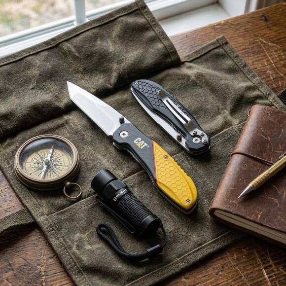 CAT DA980047 Kemer Askı Kancalı Katlanabilir 18CM Paslanmaz Çelik Kamp Çakısı - 3