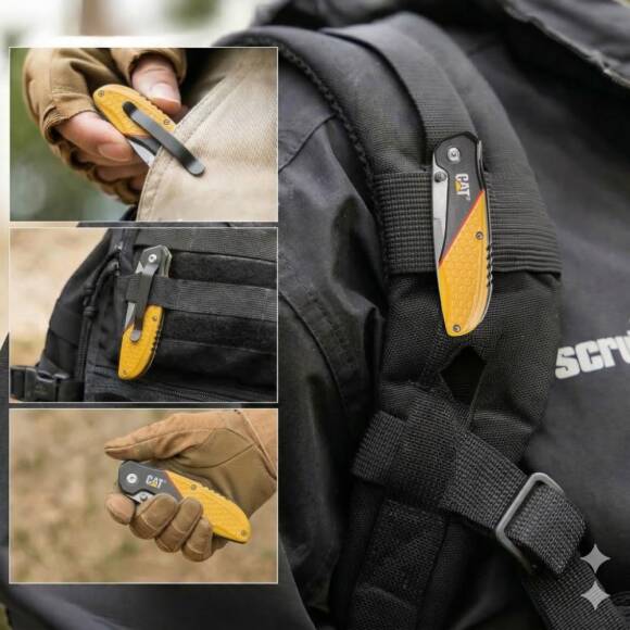 CAT DA980047 Kemer Askı Kancalı Katlanabilir 18CM Paslanmaz Çelik Kamp Çakısı - 5