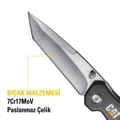 CAT DA980047 Kemer Askı Kancalı Katlanabilir 18CM Paslanmaz Çelik Kamp Çakısı - 9