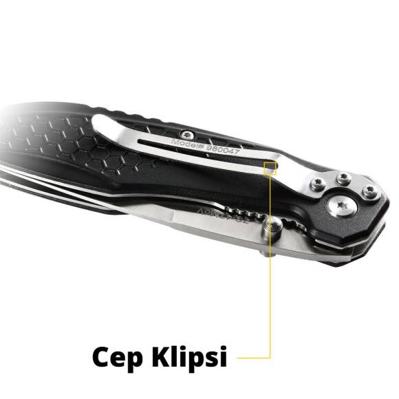 CAT DA980047 Kemer Askı Kancalı Katlanabilir 18CM Paslanmaz Çelik Kamp Çakısı - 10