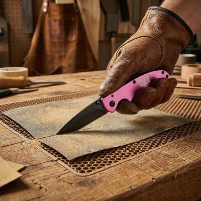 CAT DA980060 Kemer Askı Kancalı Katlanabilir 15CM Paslanmaz Çelik Pembe Kamp Çakısı - 4