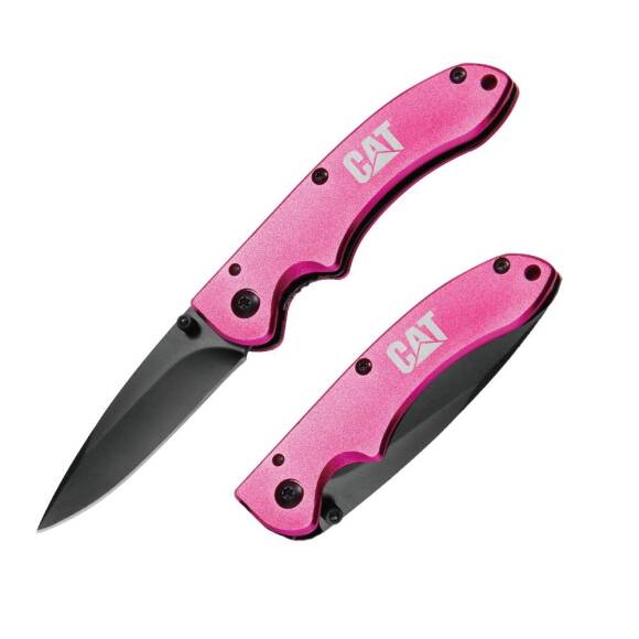 CAT DA980060 Kemer Askı Kancalı Katlanabilir 15CM Paslanmaz Çelik Pembe Kamp Çakısı - 1