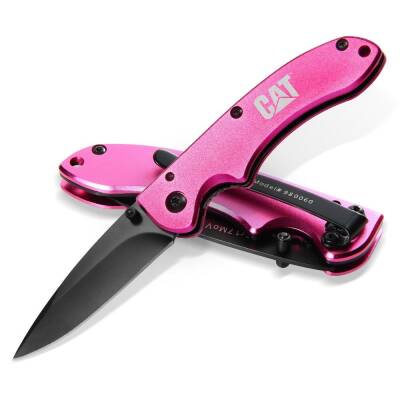 CAT DA980060 Kemer Askı Kancalı Katlanabilir 15CM Paslanmaz Çelik Pembe Kamp Çakısı - 10