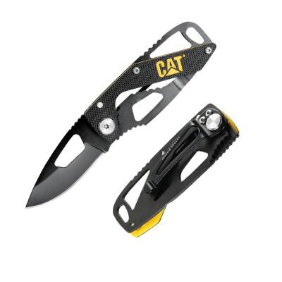 CAT DA980265 Kemer Askı Kancalı Katlanabilir 13CM Paslanmaz Çelik Siyah Kamp Çakısı - Cat