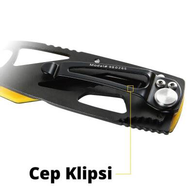 CAT DA980265 Kemer Askı Kancalı Katlanabilir 13CM Paslanmaz Çelik Siyah Kamp Çakısı - 10