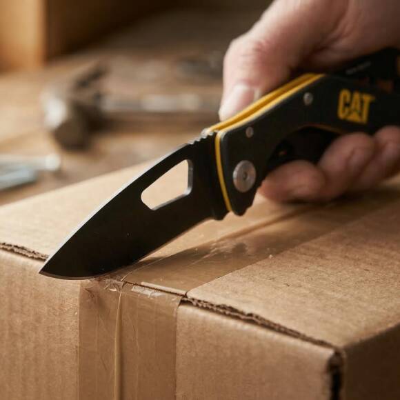 CAT DA980267 Kemer Askı Kancalı Şişe Açacaklı Katlanabilir 16CM Paslanmaz Çelik Siyah Kamp Çakısı - 3