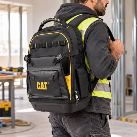 CAT DA981023 20'' 2+1 Bölmeli PVC Tabanlı Ağır Hizmet Bez Alet Sırt Takım Çantası - 4