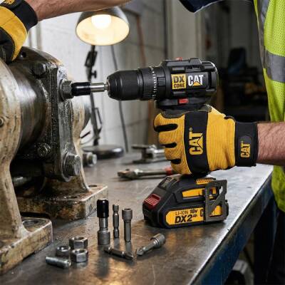 CAT DX1010.1 18Volt 2.0Ah Li-ion Çift Akülü Kömürsüz Profesyonel Şarjlı Darbeli Matkap + 20 Parça Delme Vidalama Uç Seti - 6