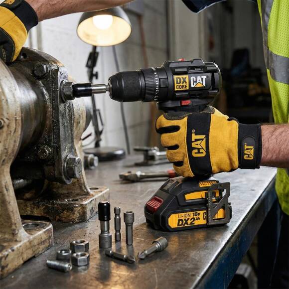 CAT DX1010.1 18Volt 2.0Ah Li-ion Çift Akülü Kömürsüz Profesyonel Şarjlı Darbeli Matkap + 20 Parça Delme Vidalama Uç Seti - 6