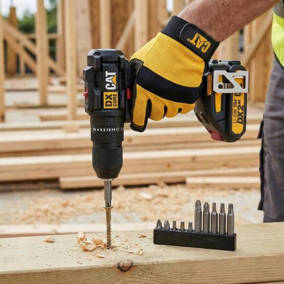 CAT DX1010.1 18Volt 2.0Ah Li-ion Çift Akülü Kömürsüz Profesyonel Şarjlı Darbeli Matkap + 20 Parça Delme Vidalama Uç Seti - 8