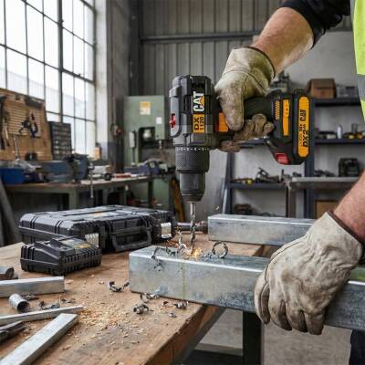 CAT DX1120 18Volt/2.0Ah Li-ion Çift Akülü Kömürsüz Profesyonel Şarjlı Darbeli Matkap + DA01902 45 Parça Vidalama Uç Seti - 6