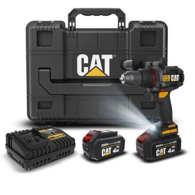 CAT DX1130.1 18Volt/4.0Ah Li-ion 80Nm Çift Akülü Kömürsüz Profesyonel Şarjlı Darbeli Matkap - Cat